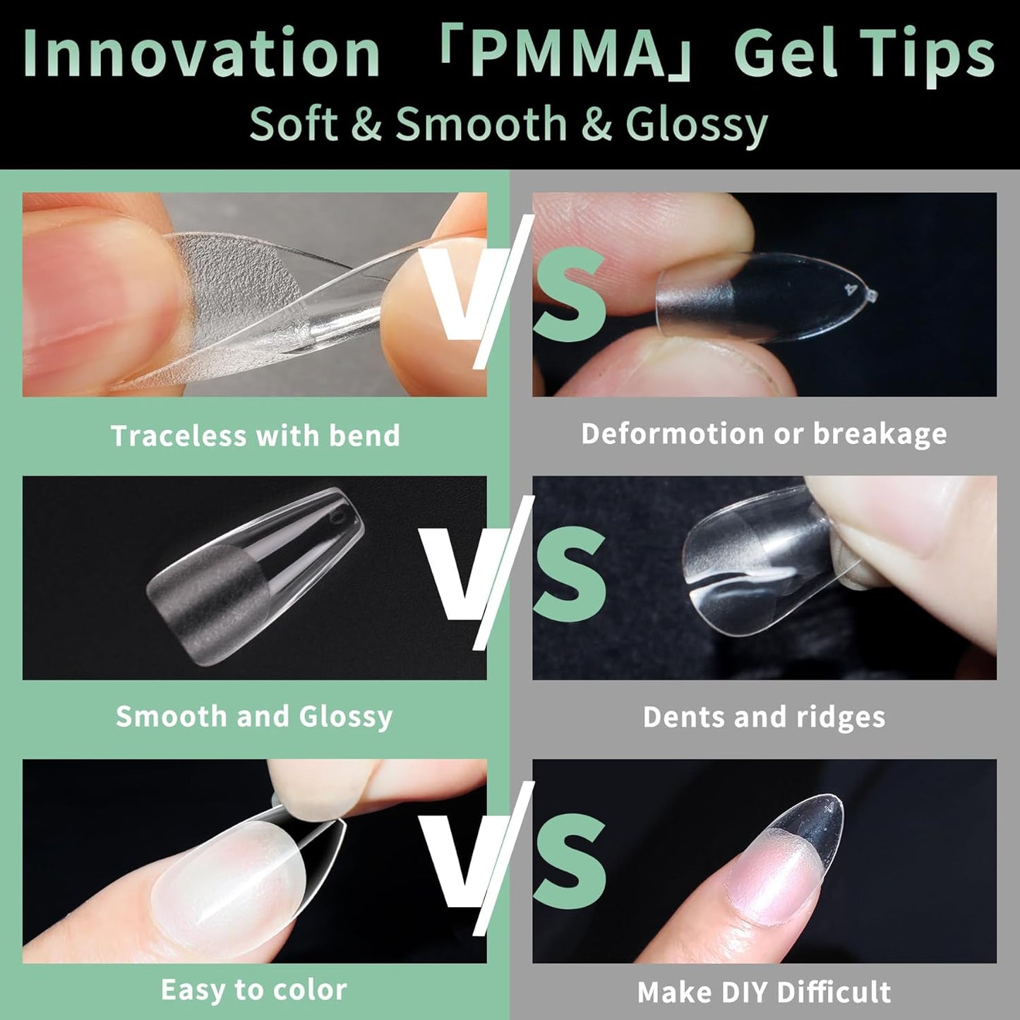 Long Coffin Nail Tips, 216pcs Acrylic Soft Ballerina Fake Nails Gel Nail Tips, Full Cover Pre-Shaped Matte Clear Press on Nails for Extension, Diy at Home Manicure 12 Sizes-BrightBean Baby