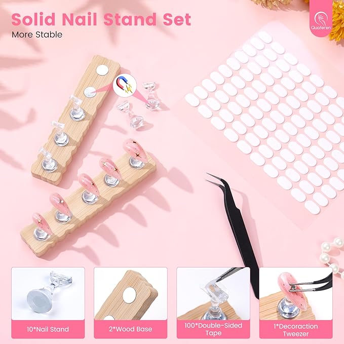 Quaferen Nail Brushes for Nail Art 39PCS Nail Brush Tools Set with Nail Stand Holder 2-in-1 Nail Art Palette Professional Acrylic Nail Brushes Kit for Beginners Home Salon-BrightBean Baby