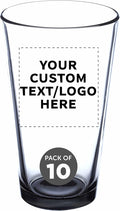 Custom Libbey Pint Glass 16 oz. Set of 10, Personalized Bulk Pack - Beer Glasses, Heavy Duty Drinkware - Black