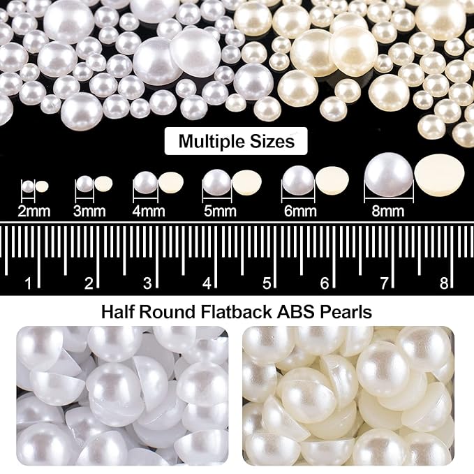 Flat Back Rhinestone+Half Round Pearl Kits Colorful Rhinestones+White+Beige Pearls With Picker Pencil And Tweezer For Home DIY And Professional Use-BrightBean Baby