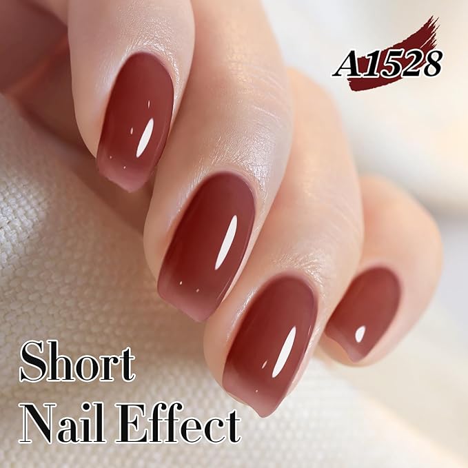 Double Rhythm 0.50 OZ Translucent Gel Polish Same Color Same Bottle Sheer Pastel Neutral Natural Milky 15 ML Jelly UV Nail Art DIY at Home (Deep Purple-A1528)-BrightBean Baby