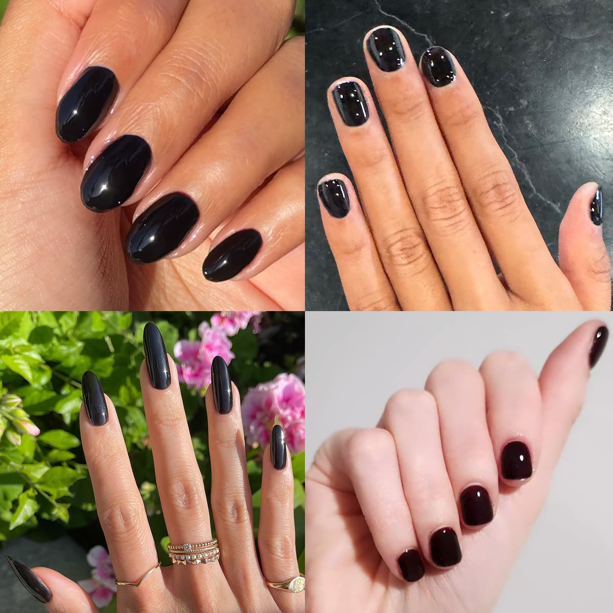 Olive & June Gel Polish | UV LED Nail Lamp Needed | Long Lasting Formula | Up to 21 Days of Wear | Damage-Free Removal | Salon-Quality Manicure, Pedicure at Home | E+M | Inky Black-BrightBean Baby