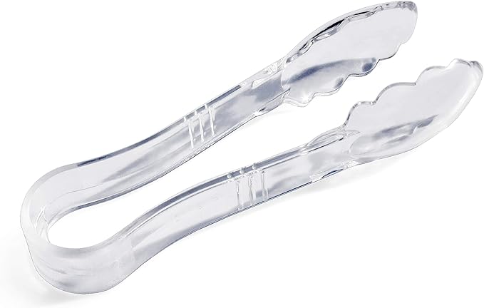 New Star Foodservice Utility Tong, High Heat Plastic, Scalloped, Set of 12 (6-Inch, Clear)