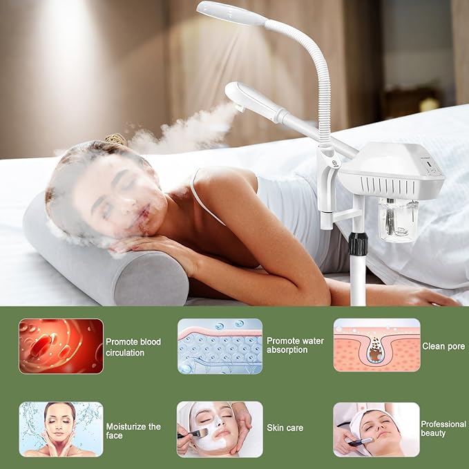 Professional Facial Steamer for Deep Hydration,2in1 Ozone Face Steamer with 5X Magnifying Lamp,Suitable for Home Use or Beauty Spa Deep Cleansing and Hydration-BrightBean Baby
