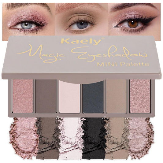 Kaely 6 Color Mini Neutral Eyeshadow Palette Makeup, Highly Pigmented Eye Shadow Palette Waterproof, Natural Matte Shimmer Eye Shadow Palette, paleta de sombras de ojos, Vegan & Cruelty-free, 06-BrightBean Baby