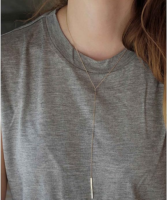 Boho Long Bar Necklace Choker Y Lariat Necklace Chain Minimalist Drop Necklace Jewelry for Women and Girls-BrightBean Baby