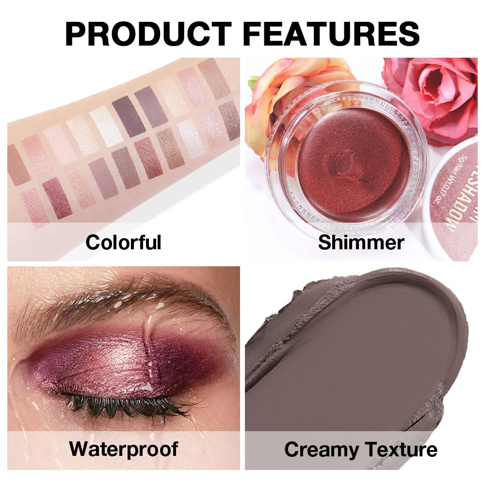 Single Cream Chocolate Matte Eyeshadow Palette Makeup, Natural Single Mini Instant Holographic Eyeshadow For Women, Sombras Crema Para Ojos, Talc, Paraben & Cruelty Free, 720-BrightBean Baby