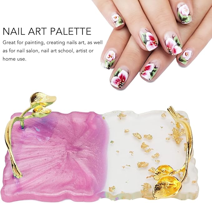 Resin Nail Palette Nail Palette Nail Art Makeup Display Board Manicure Stand Manicure Palette Nail Art Color Manicure Nails DIY Tool (Pink)-BrightBean Baby