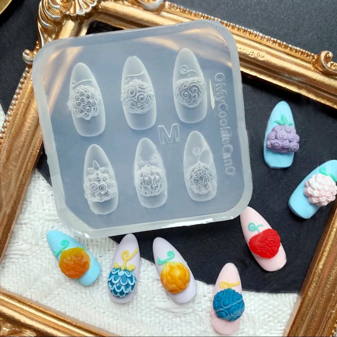 3D Flowers Nail Mold Devil Fruit Carving Template Silicone Nail Tools for Resin Charms Manicure DIY Supplies-BrightBean Baby