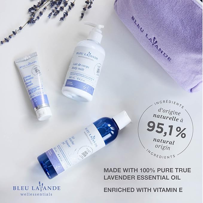 Bleu Lavande - Morning Well-being Routine Aromatherapy Set – Lavender Shower Gel, Body Milk and Hand Cream - Enriched with Premium & Pure Lavender Essential Oil - Soothing Natural Lavender Products-BrightBean Baby