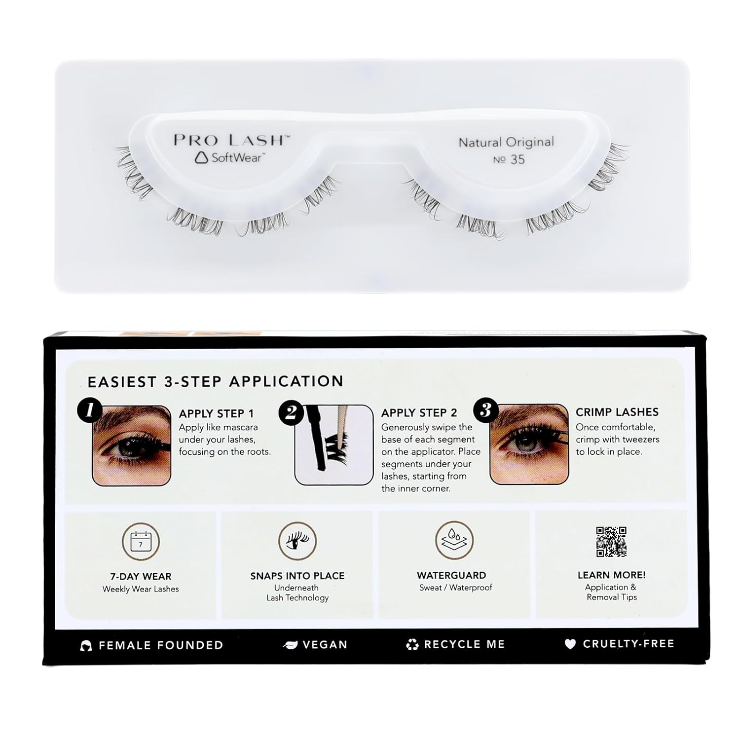 Pro Lash SoftWear Clean Girl Mini Lash Clusters Kit - Natural-Looking, Lightweight Lashes - 7-Day Cluster Eyelash Extensions Waterproof Lashes Clusters - Single Set - Original No. 35-BrightBean Baby