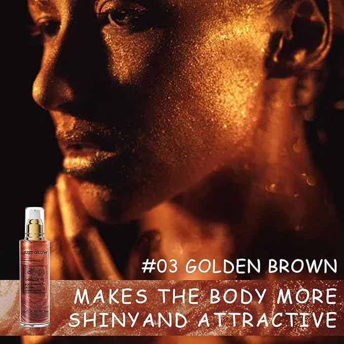 Shimmer Body Oil, Face and Body Liquid Luminizer Waterproof Moisturizing, Light Shimmer Glow Illuminator, Smooth Body Highlighter Makeup Liquid Body Shimmer (3# Bronze Gold)-BrightBean Baby