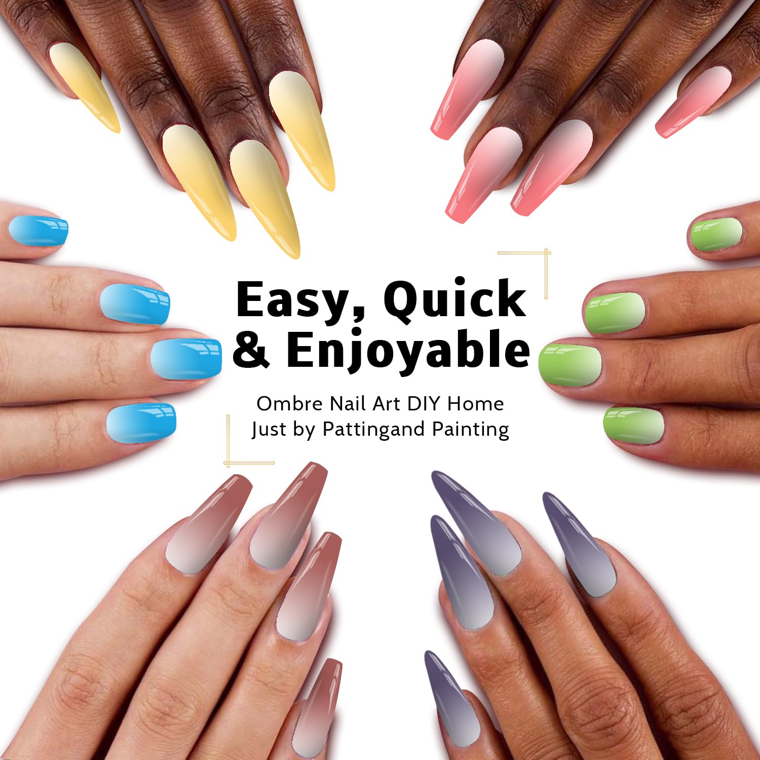 Sponge Pat Paint Nail Gel, Ombre Nails Gradient Gel Nail Blush Blooming Aura Nails Drawing Stripper Floral Painting DIY Nail Art, No Wipe, UV/LED Curing (12 Colors D)-BrightBean Baby