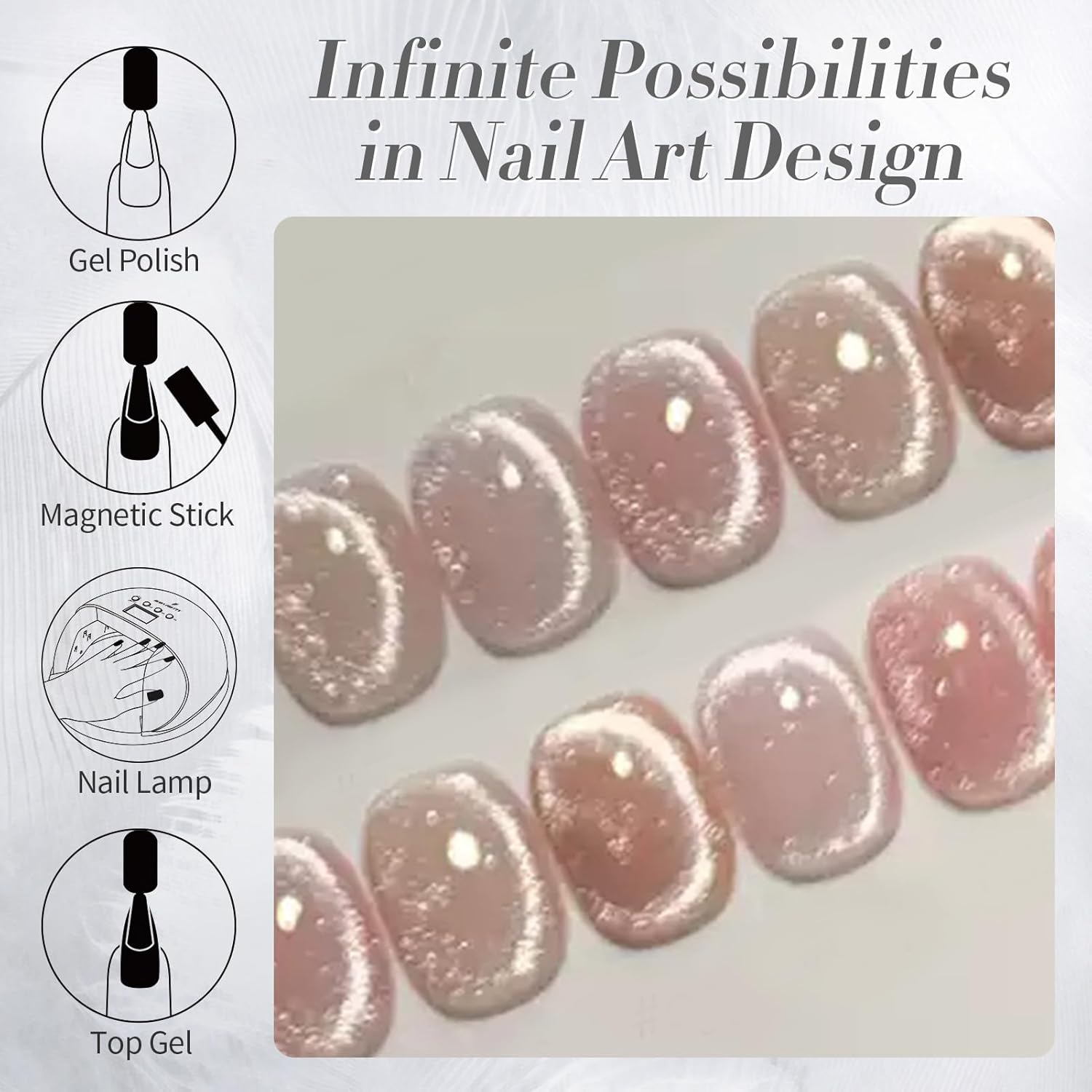 Born Pretty Cat Magnetic Eye Gel Nail Polish, Holographic Glitter Super Shine Gel Nail Polish Soak Off Led Nail Polish Nail Art Gel Manicure Salon DIY Gifts 15ML-BrightBean Baby