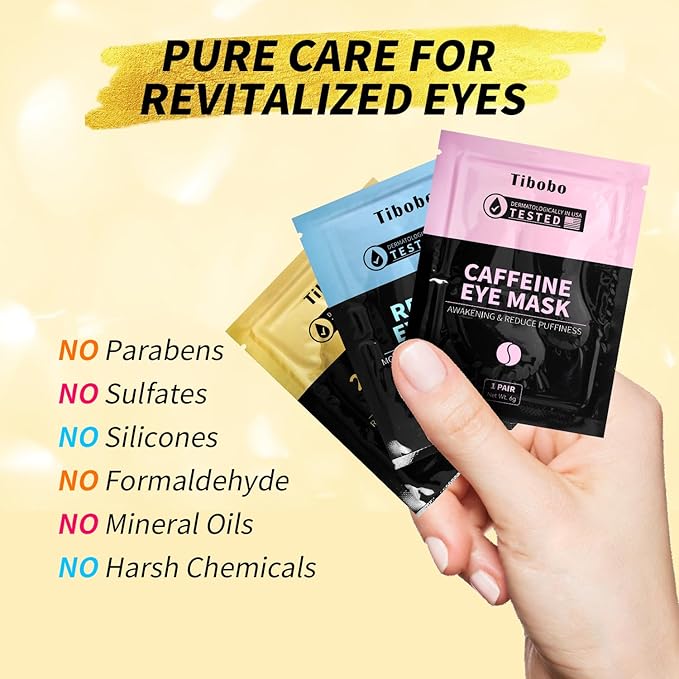 Under Eye Patches(48 Pairs), 24K Gold, Caffeine, Retinol Eye Masks for Puffy Eyes, Wrinkles, Dark Circles, Undereye Bags Treatment - Restoring & Awakening & Moisturizer Skin care Gift for Women-BrightBean Baby