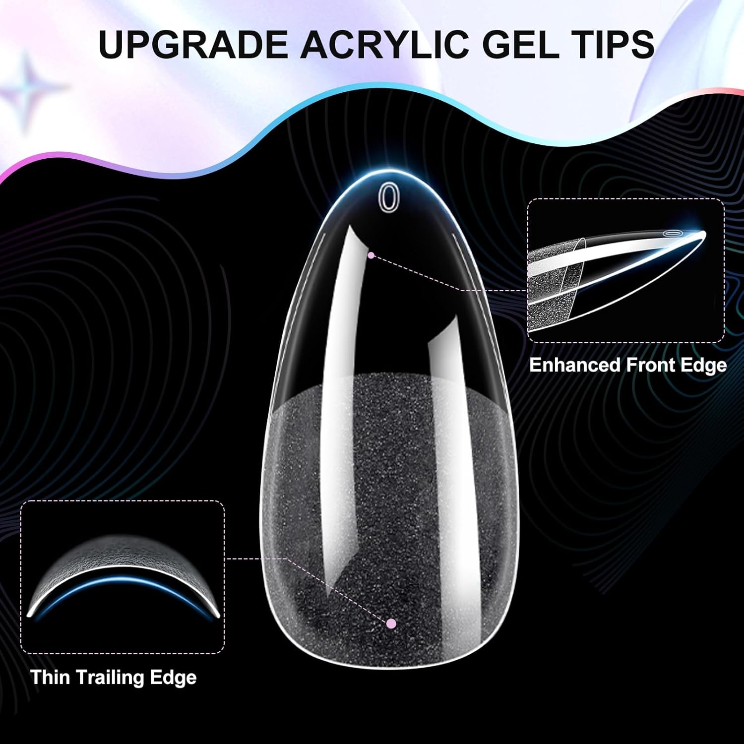 Almond Nail Tips Soft Gel Nail Tips 240Pcs Pre-Shaped Medium Pointed Almond Nails Half Matte Full Cover Acrylic Clear Press on Fake Nails Tips for Extension Nail Art DIY Manicure Salon 12 Sizes-BrightBean Baby