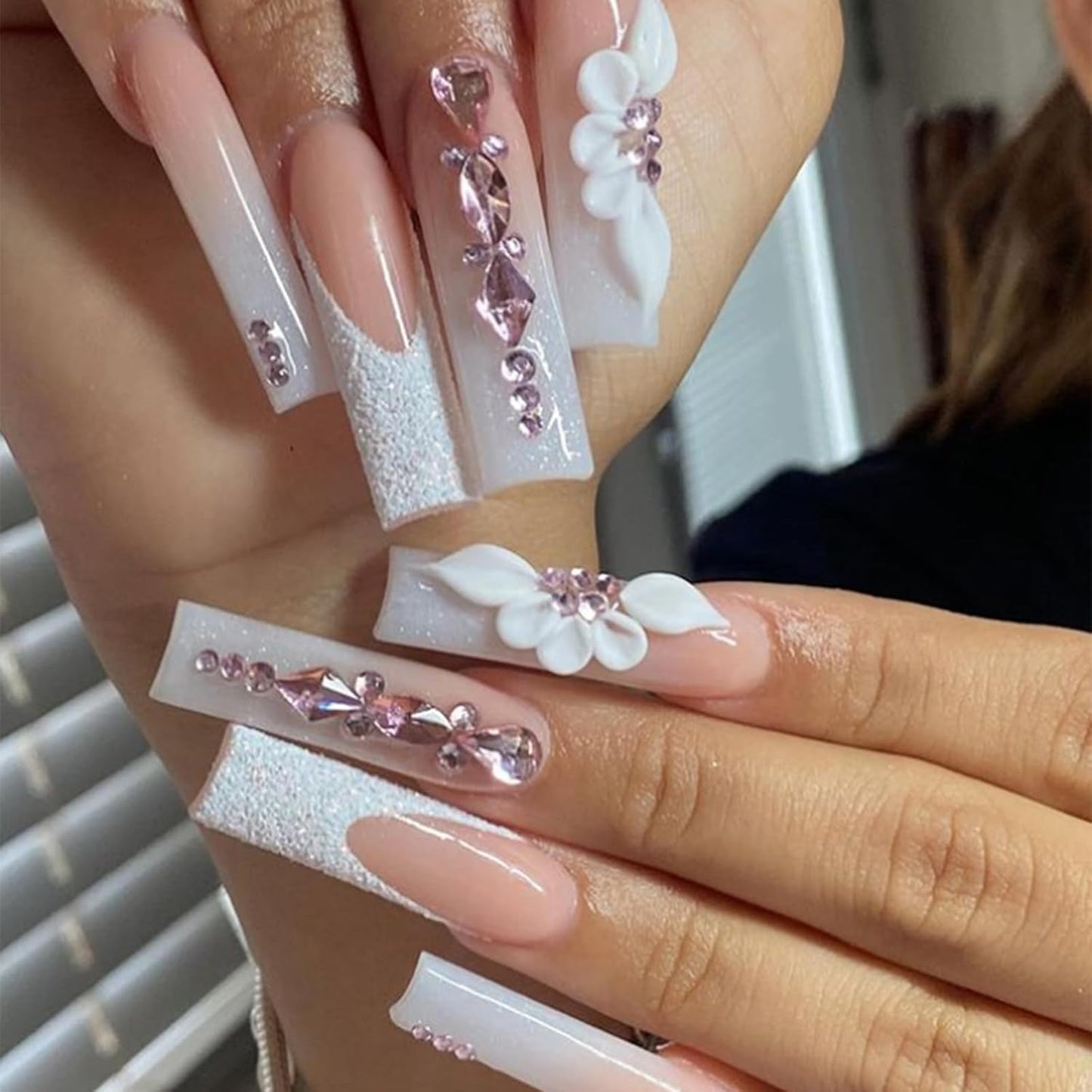 HNUIX Nail Rhinestones - 3D Multi Shape Size Crystal, Light Pink Nail Gems, Flat Back, with Kit, for Nail Art, DIY Decorations-BrightBean Baby