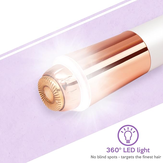 Portable Facial Hair Remover for Women – Painless, Fast & Precise Flawless Electric Razor & Epilator for Face, Lips, Chin Hair Removal – 18K Gold-Plated, 360° LED Light-BrightBean Baby