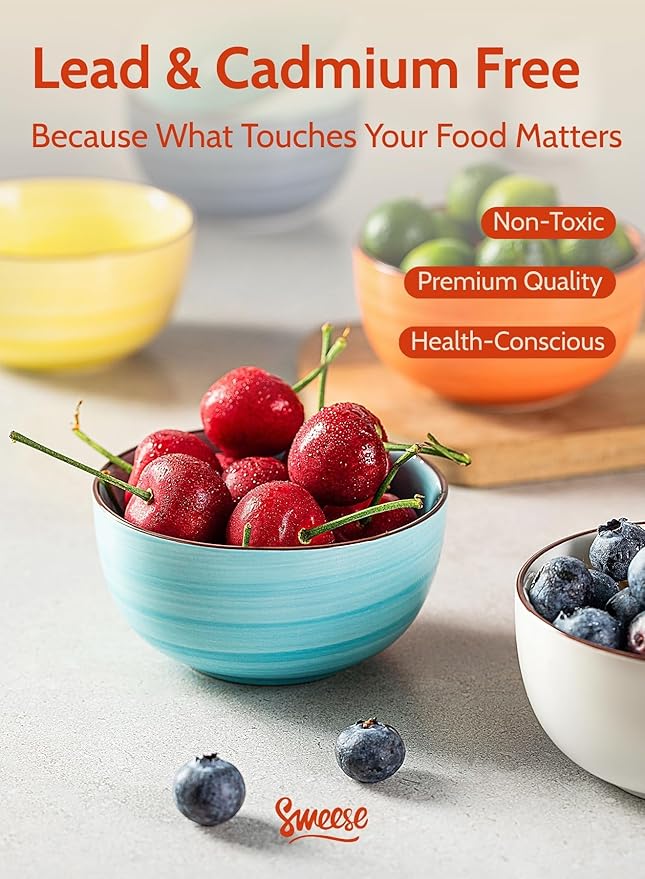 Sweese 4 Oz Porcelain Bowls Set - 6 Mini Dip Bowls, Multicolor, Dishwasher, Microwave Safe