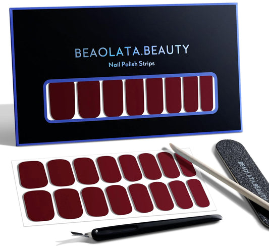 Nail Polish Strips, 32PCS Salon Quality Wraps, Long Lasting Gel Nail Stickers for Women Easy Apply& Remove (Vinery Red)-BrightBean Baby