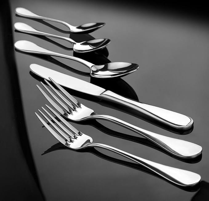 Artaste Rain 18/10 Stainless Steel (Silver (Set of 12), Bouillon Spoon (6-Inch))