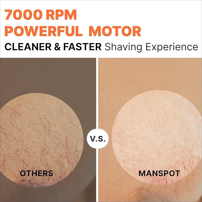 MANSPOT Manscape Groin & Body Hair Trimmer for Men, Electric Ball Pubic Trimmer Shaver,Manscape Kit with 4 Guard,Replaceable Ceramic Blade Heads,Waterproof Wet/Dry Shaver,90 Minutes Shaving-BrightBean Baby