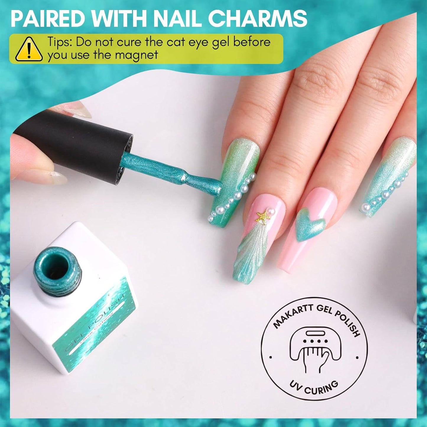 Makartt Cat Eye Gel Nail Polish: Reflective Glitter Gel with Magnet for Temperature Changing Magnetic Nails, Nail Polish UV/LED Light Cured, DIY Nail Art, Salon & Home Use(Olive Catway) 10ml-BrightBean Baby