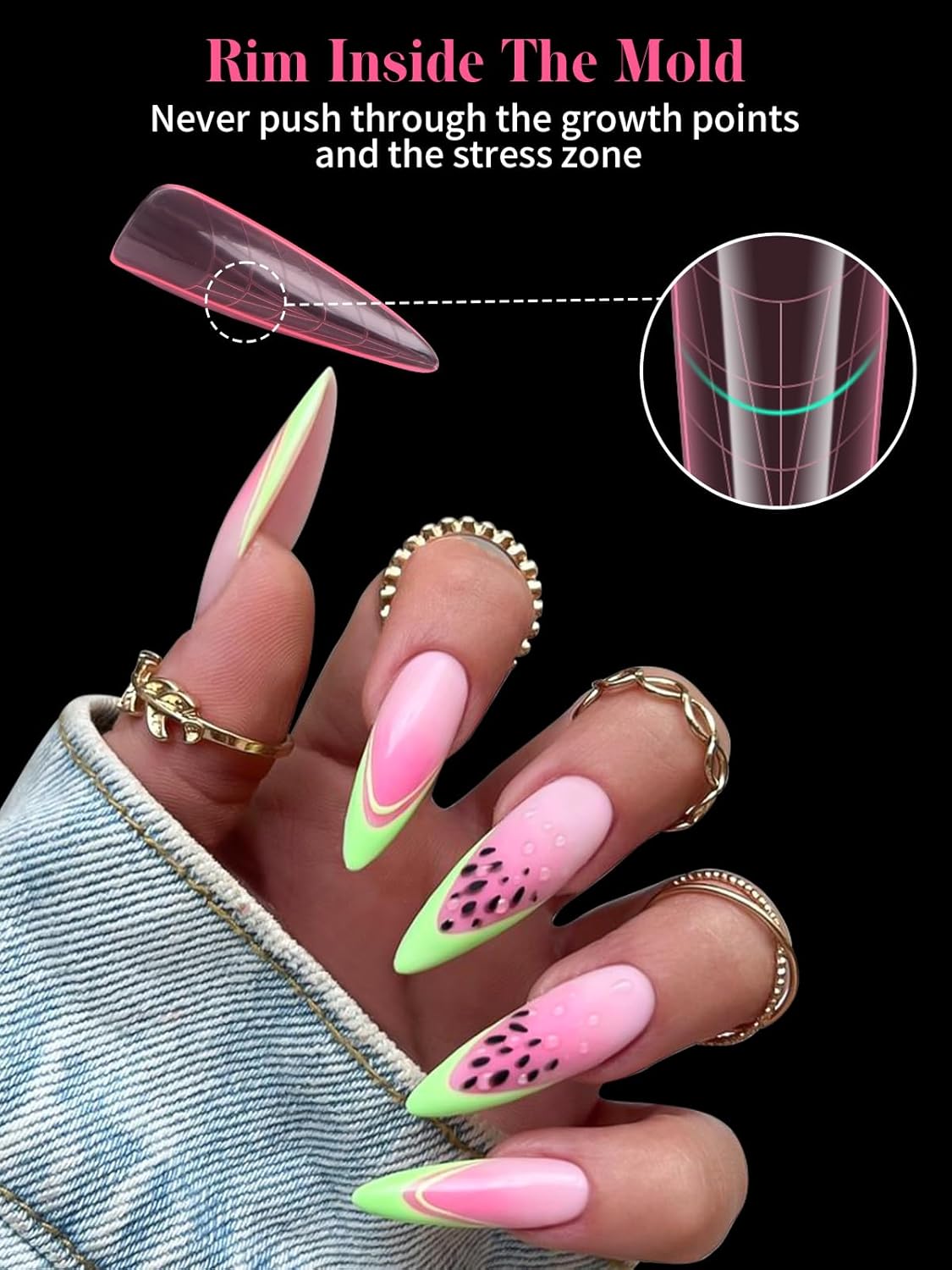 EBANKU Stiletto Dual Nail Forms for Poly Extension Gel, 120 PCS Pink Nail Molds Reusable Nail Extension Forms for Builder Gel Manicure Design Salon DIY-12 Sizes-BrightBean Baby