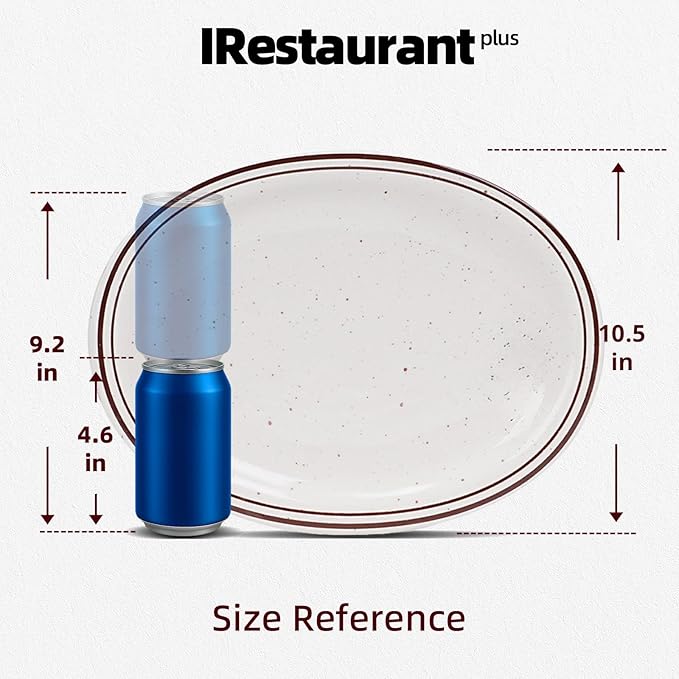 Stoneware Narrow Rim Brown Speckle, Oval Platter 13.5" x 10.5", Case of 12