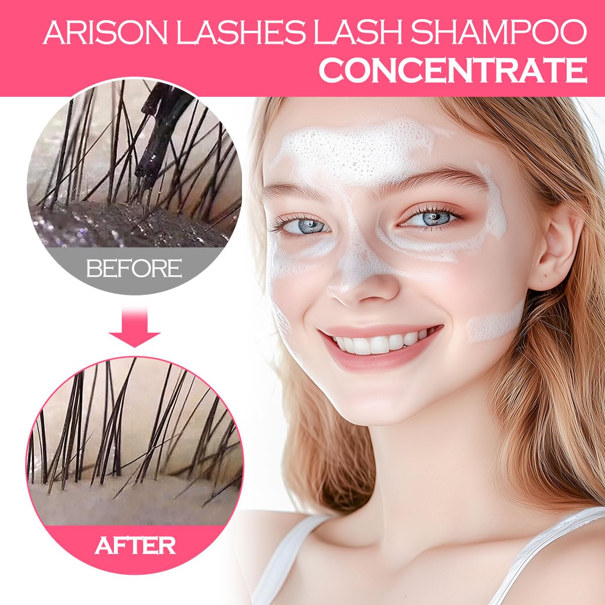 ARISON LASHES Lash Shampoo Concentrate for Lash Extensions 100ML Eyelash Cleanser Concentrate Oil-Free Eyelash Extension Shampoo with Salon Home Care(Bubble gum)-BrightBean Baby