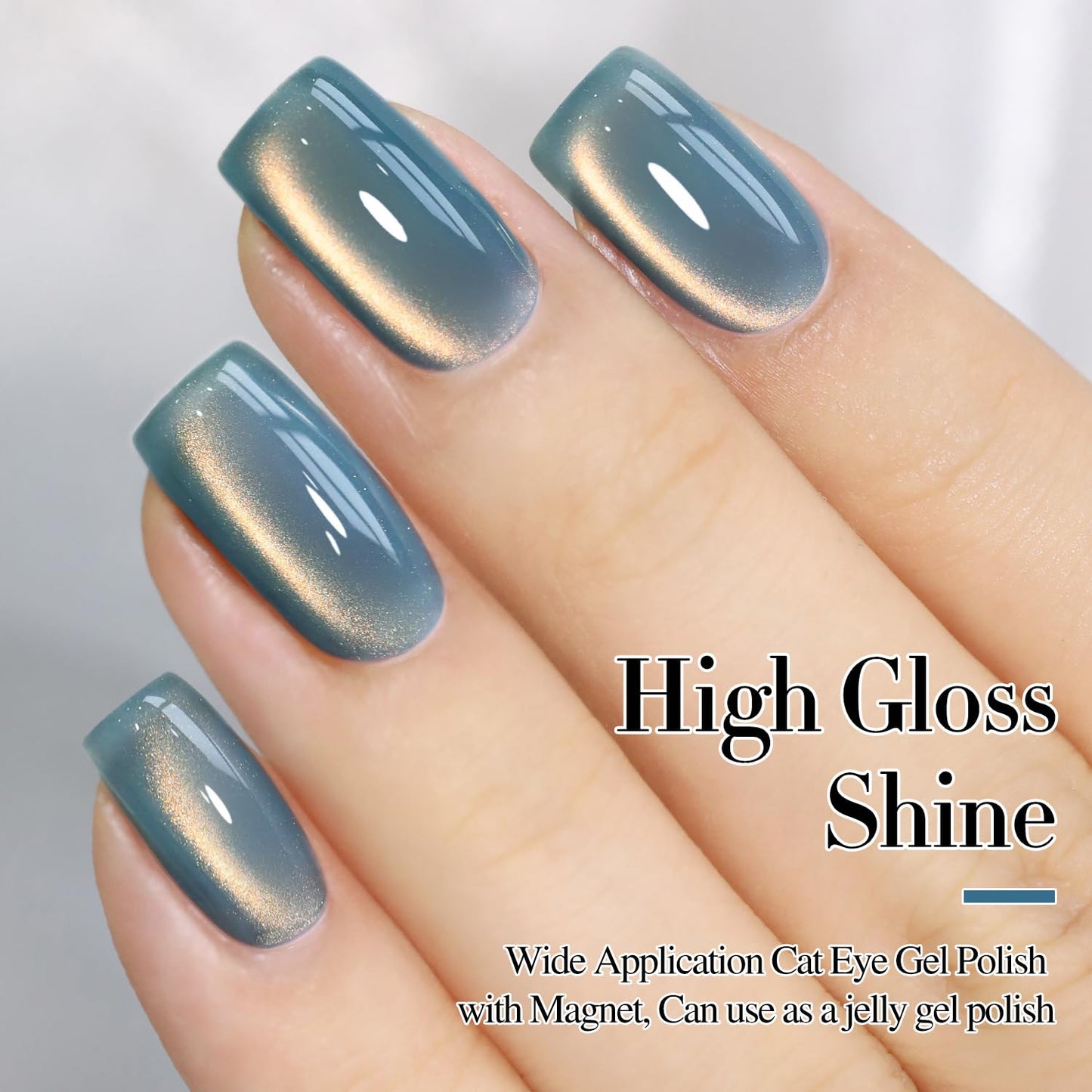 Double Rhythm 15ML Ice Glass Cat Eye Gel Polish with Magnet Holographic Glitter Shimmer Translucent Sheer Color Salon Soak Off Magnetic Nail at Home (SKy Teal-MC1132)-BrightBean Baby