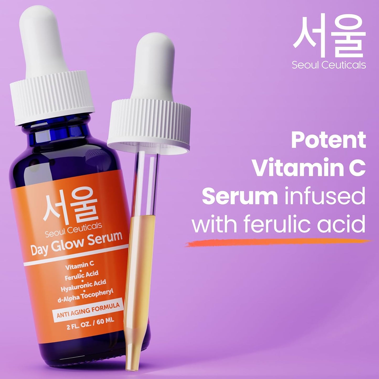 SeoulCeuticals Large 2oz Korean 20% Vitamin C Hyaluronic Acid Serum + CE Ferulic Acid - Potent Anti Aging, Anti Wrinkle K Beauty-BrightBean Baby