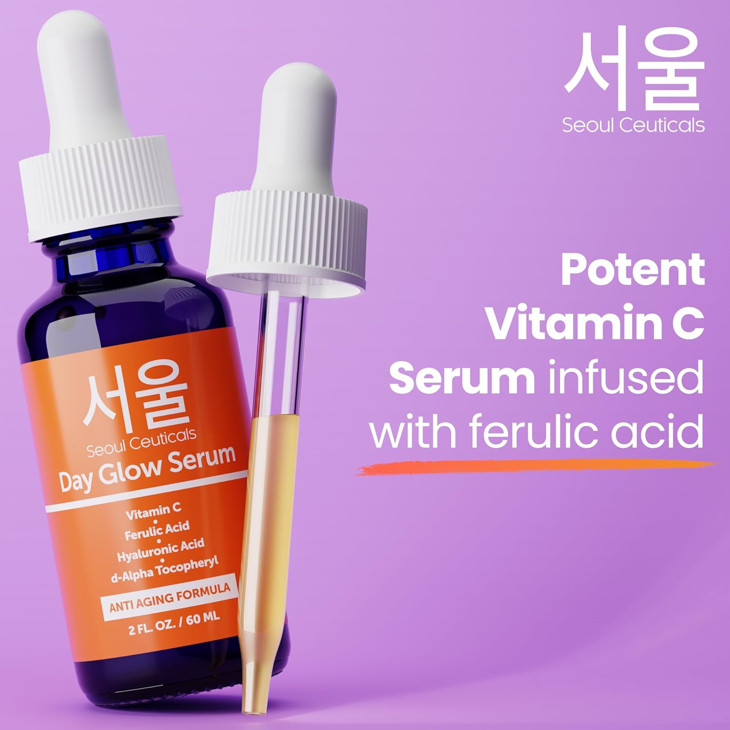 SeoulCeuticals Large 2oz Korean 20% Vitamin C Hyaluronic Acid Serum + CE Ferulic Acid - Potent Anti Aging, Anti Wrinkle K Beauty-BrightBean Baby