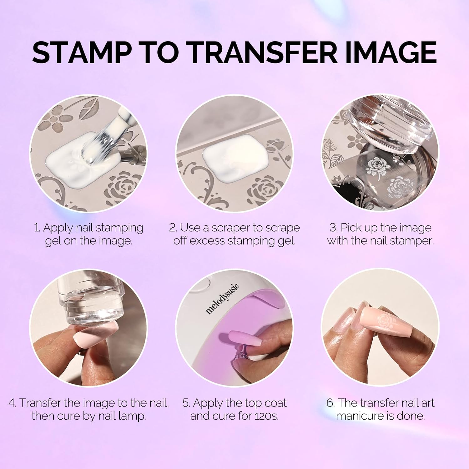 MelodySusie French Nail Stamper, Nail Stamper Kit, Silicone Nail Stamp, Long and Short Stampers with Scrapers, 4PCS Nail Stamper Tool for French Manicure DIY Home Nail Design Salon, Purple-BrightBean Baby