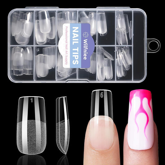 Medium Square Nail Tips: 240PCS Soft Gel Clear Square Pre-Shaped Nails Tips, 12 Sizes Full Cover Fake Press on Nails for Acrylic Nail Tip Home DIY Salon Nails-BrightBean Baby