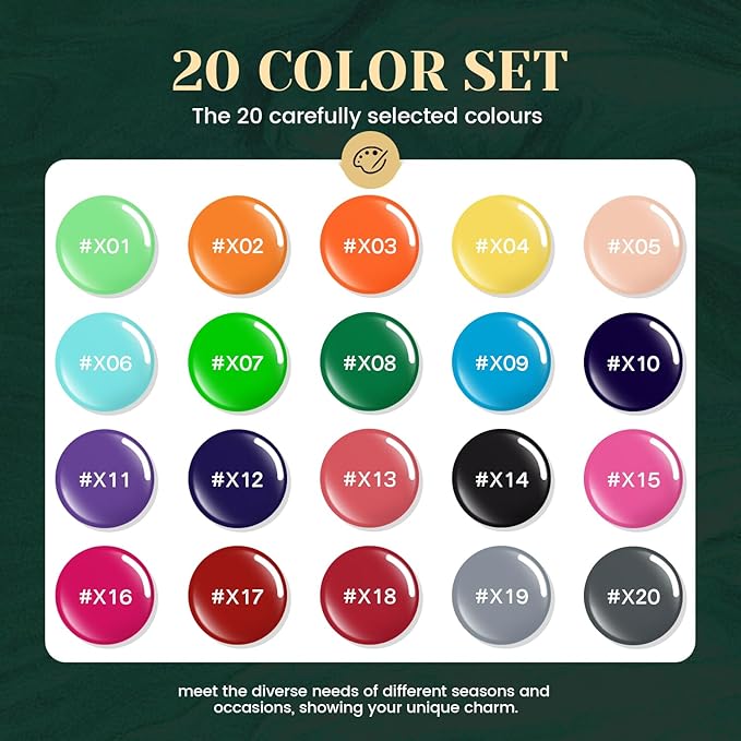 JEWHITENY 23PCS Nail Polish Set 20 Colors Gel Nail Polish Jelly Color Natural and Elegant Long Lasting Suitable for Salon at Home-BrightBean Baby