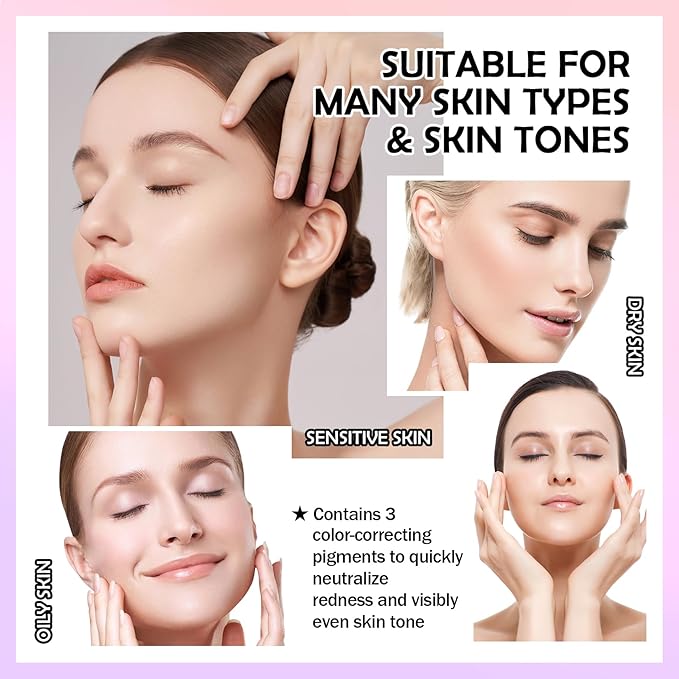 One Step Color Corrector,Tri-Color Color Correcting Facial Serum,Moisturizing Color Changing Foundation,Oil Control Tinted Moisturizer Isolation Cream for Face Makeup Primer Base-BrightBean Baby