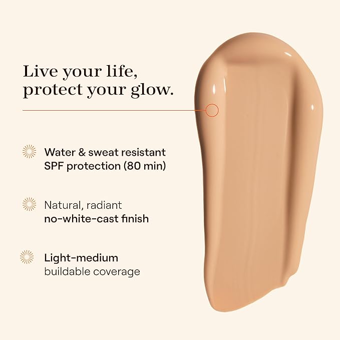 Live Tinted Hueguard Skin Tint SPF 50 - Tinted Mineral Sunscreen with Light-Medium Buildable Coverage With a Hydrating and Radiant Finish - Water and Sweat Resistant, 1.35 fl oz - Shade 10-BrightBean Baby