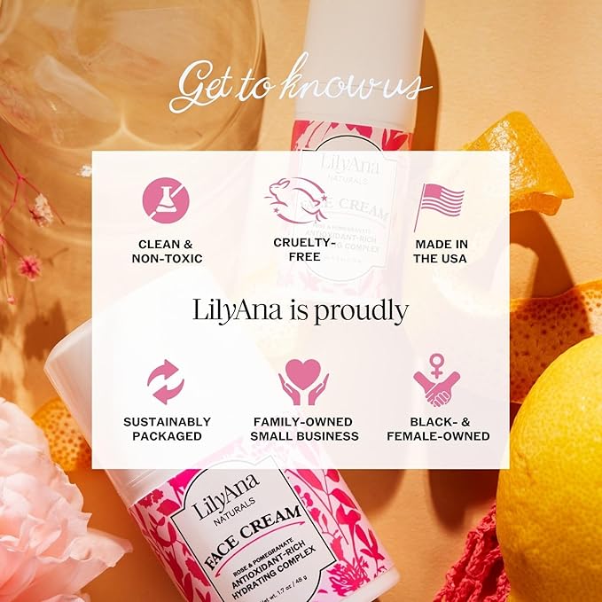 LilyAna Naturals Face and Neck Moisturizer for Women and Men - Moisturizer Face and Neck Cream for Dry Skin and Dark Spot Brightening - Rose and Pomegranate Extracts - 1.7oz-BrightBean Baby
