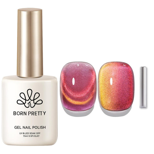Born Pretty Cat Magnetic Eye Gel Nail Polish Rainbow Aurora Cat Magnetic Gel Polish Firefly Red Gold Cat Magnetic Eye Gel Manicure Nail Art DIY 15ml-BrightBean Baby