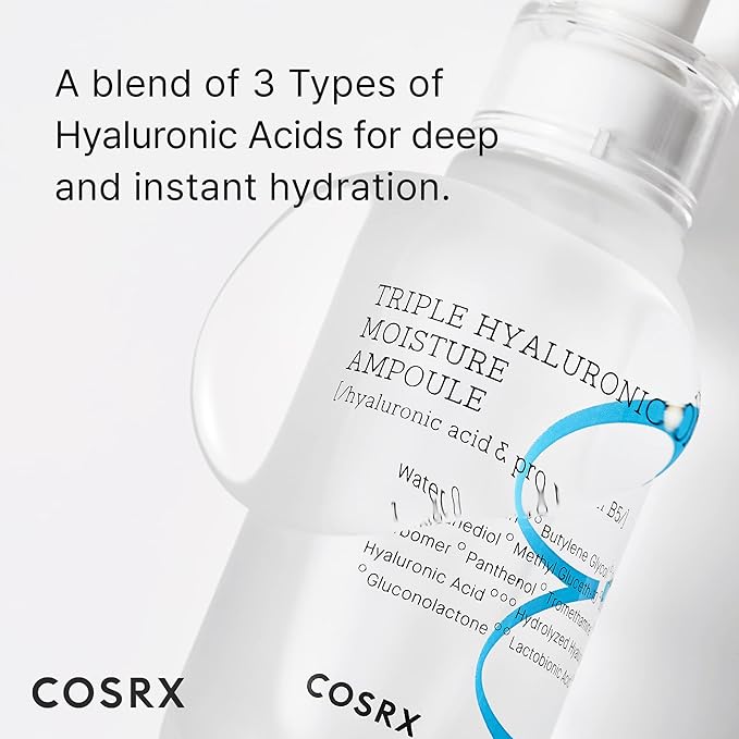 COSRX Hydrium Triple Hyaluronic Moisture Ampoule, 40ml / 1.35 fl.oz | Hyaluronic Acid Viscous Serum | Korean Skin Care, Animal Testing Free, Paraben Free-BrightBean Baby