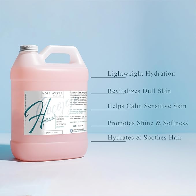 Rose Hydrosol Spray Cleansing Non GMO Facial Toner for Face Body Locs Rose Water Hydrating Face Mist, for Hydration Pure & Natural Hydrosol for All Skin Types - COCOJOJO - Bulk 128 OZ - 1 Gallon-BrightBean Baby