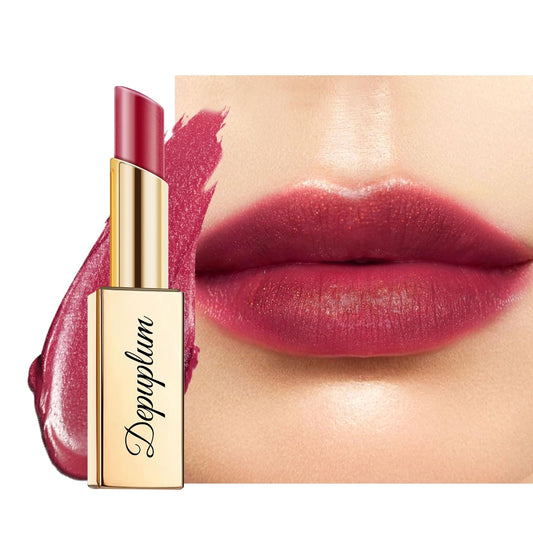 Dark Red Moisturizing Lipstick for Women Shimmer Tinted Lip Balm Hydrating Nourishing Burgundy Lip Gloss Vegan& Cruelty Free Lip Makeup, ZG112 Deep Love-BrightBean Baby