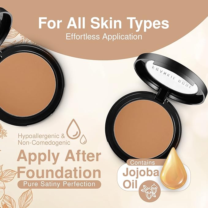 Frankie Rose Cosmetics Powder Foundation – Full Coverage Face Powder For Pores & Imperfections, Evens Out Skin Tone & Shine-Control | 58 Grams (Tan)-BrightBean Baby