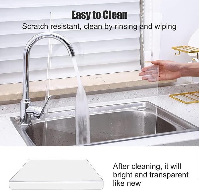 Acrylic Cutting Boards for Kitchen Counter，Clear Cutting Board for Countertop with Lip, Upgraded Thicker Non-Slip Transparent Acrylic Cutting Board for Countertop, for Home or Restaurant (16x12in)