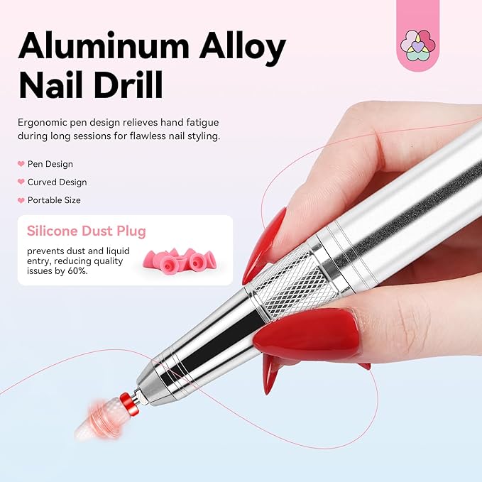 SAVILAND 45000RPM Electric Nail Drill Professional: Unique Coreless Nail File Last 15H Long Battery Life |Cordless Nail Drill for Quick Acrylic Nail Removal Ultra Quiet Salon Use Manicure Pedicure-BrightBean Baby