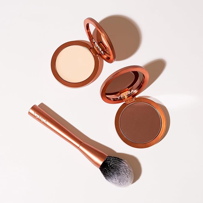 YENSA Super Serum Silk Powder Foundation - Matte Foundation Makeup to Blur and Smooth Pores - Provides a Radiant and More Even Skin Tone for a Natural, Healthy Glow - Tan 3 (0.35 oz)-BrightBean Baby