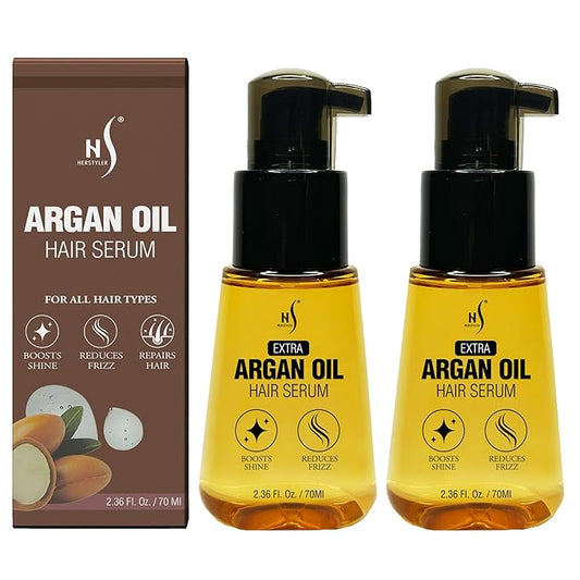 HerStyler Advanced Argan Oil Hair Serum for Women - Anti Frizz Serum for Hair - for Frizzy, Dry and Damaged Hair - Nourishing - 2.36 Fl Oz / 70 Ml - Pack of 2-BrightBean Baby