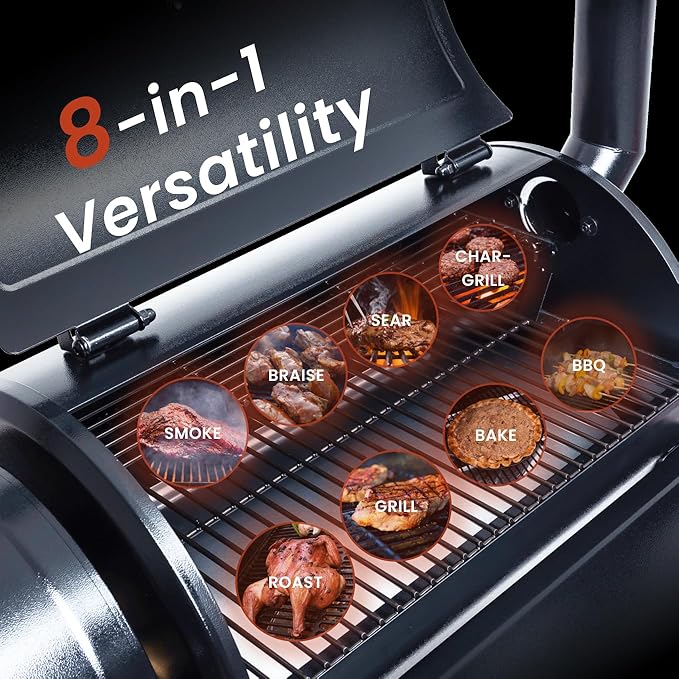 Z GRILLS ZPG-450A Wood Pellet Grill & Smoker with PID V2.1 Controller, 459 Sq in Cook Area, Meat Probe, Foldbale Shelf, 8 in 1 BBQ Grill Outdoor Auto Temperature Control, Black