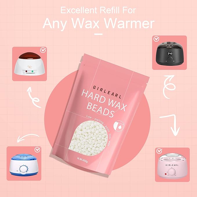 1lb Wax Beads for Hair Removal - Unscented Hard Wax Beads Refill for Professional Full Body Waxing - Ideal for Facial, Brazilian Bikini, Legs, and Underarms at Home for Women and Men (White)-BrightBean Baby